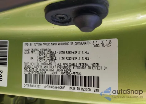 2023 Toyota Tacoma Double Cab from USA, damaged, VIN 3TYDZ5BN7PT024045